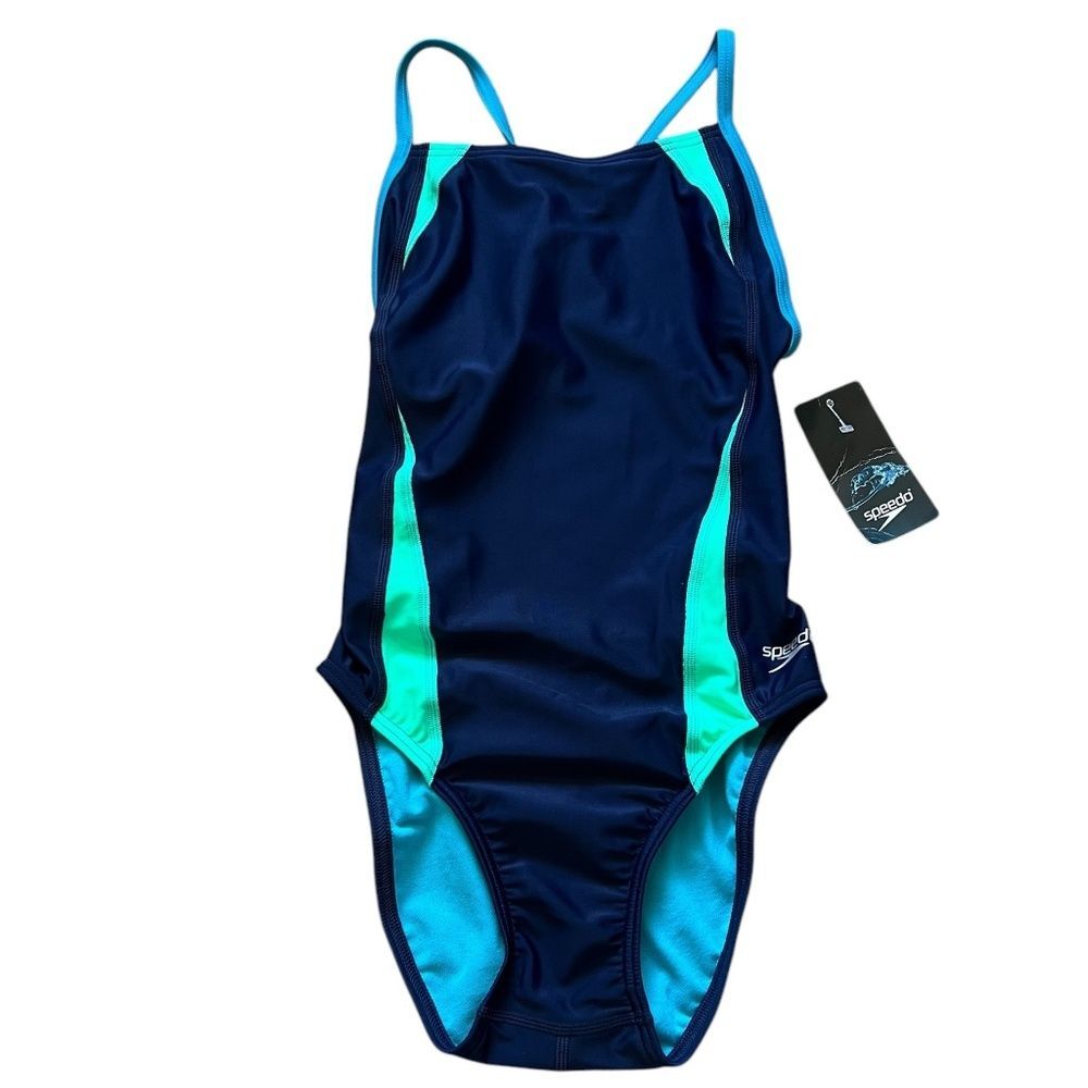 Speedo NEW Solid Splice Flipback One Piece Swimsuit Size 6/32